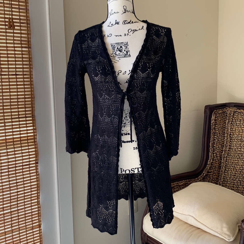Beautiful black long cardigan - dress up or down